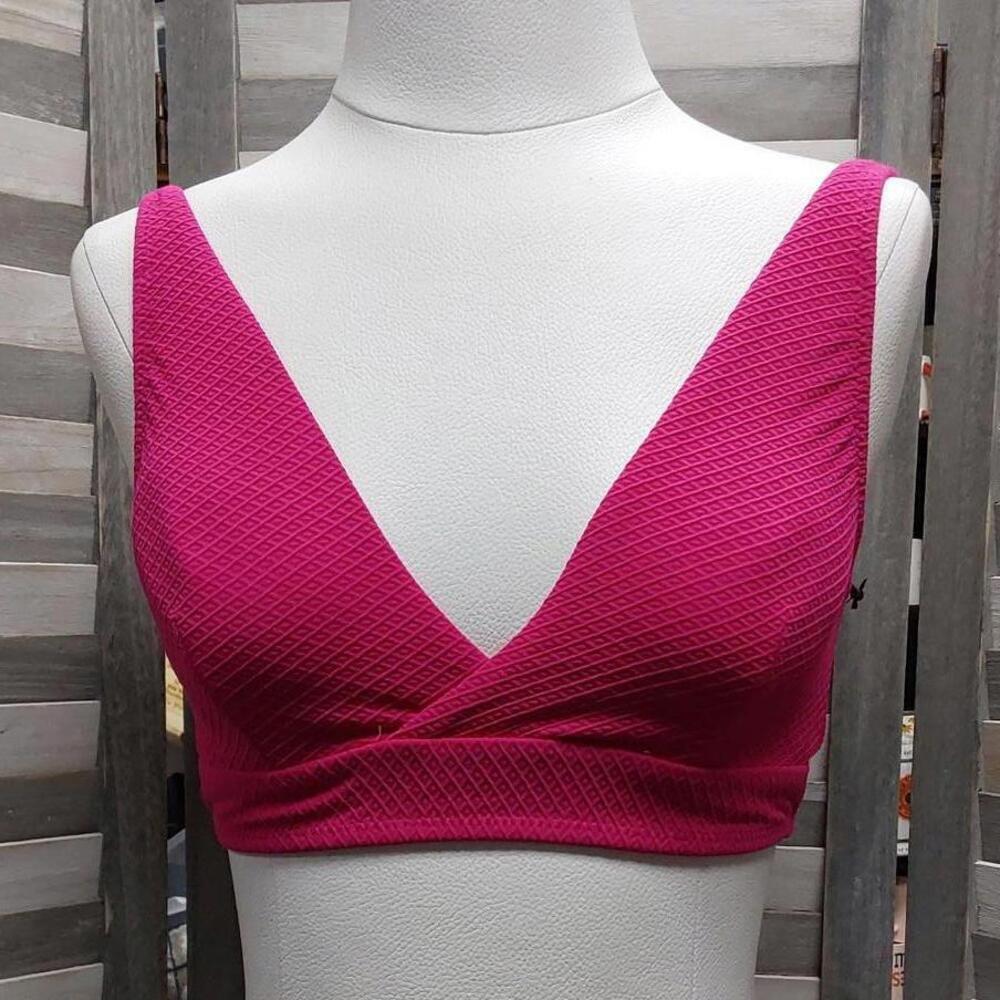 Textured Longline Wrap Front Triangle Bikini Top | Shade & Shore | Small
